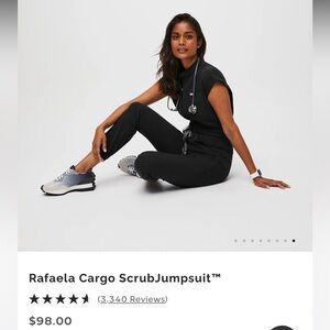 NWOT Figs small Rafaella Black Cargo Jumpsuit